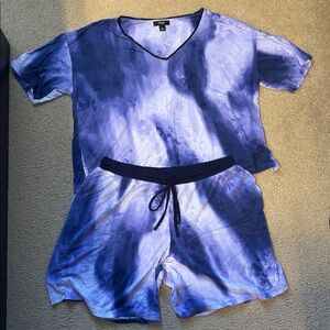 Simply Vera Wang Purple Floral Short Sleeve Tee & Short Lounge Set Size L